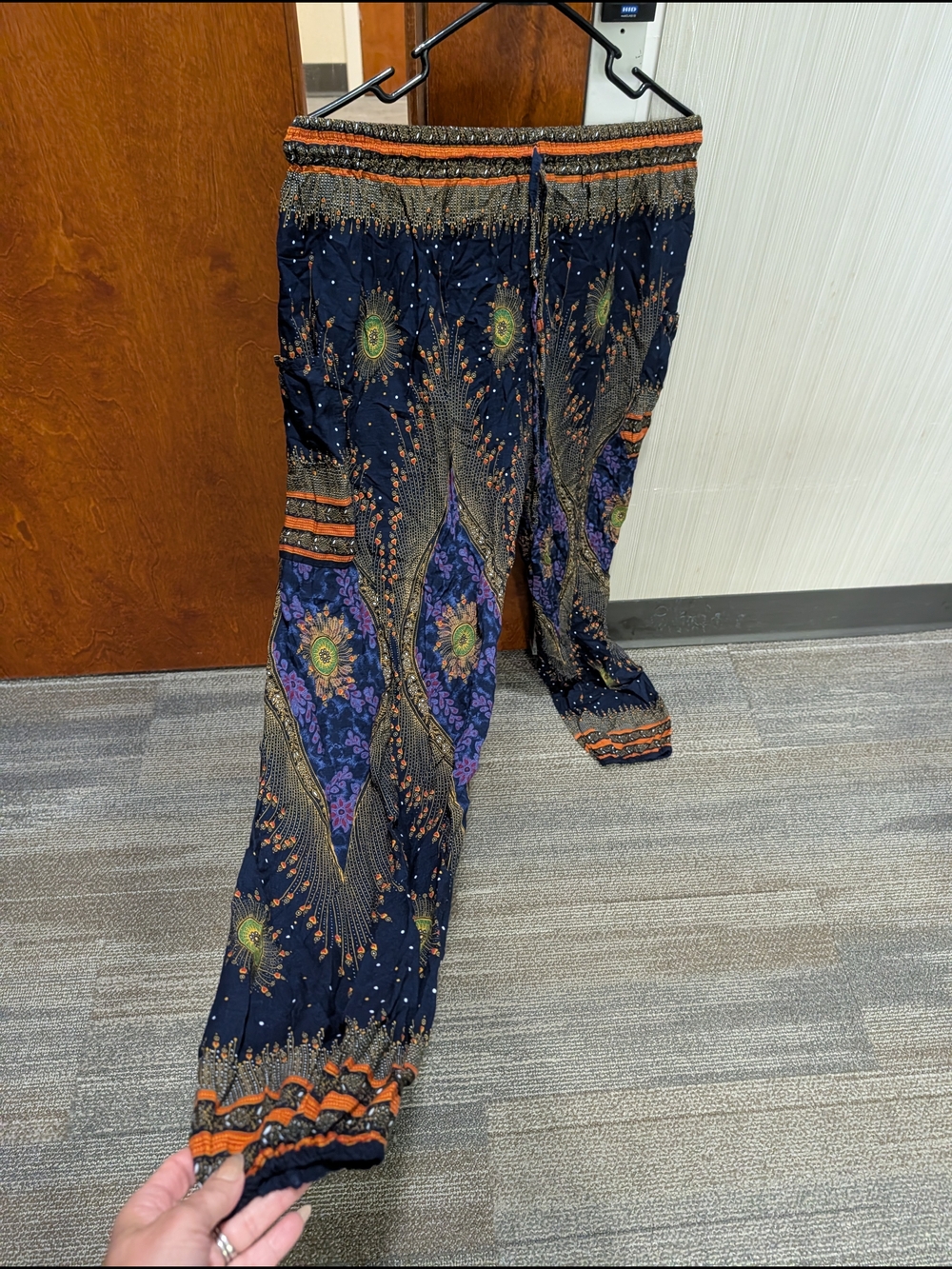 Lanvin Navy Blue Purple Patterned Women's Pants - Picture 2 of 11